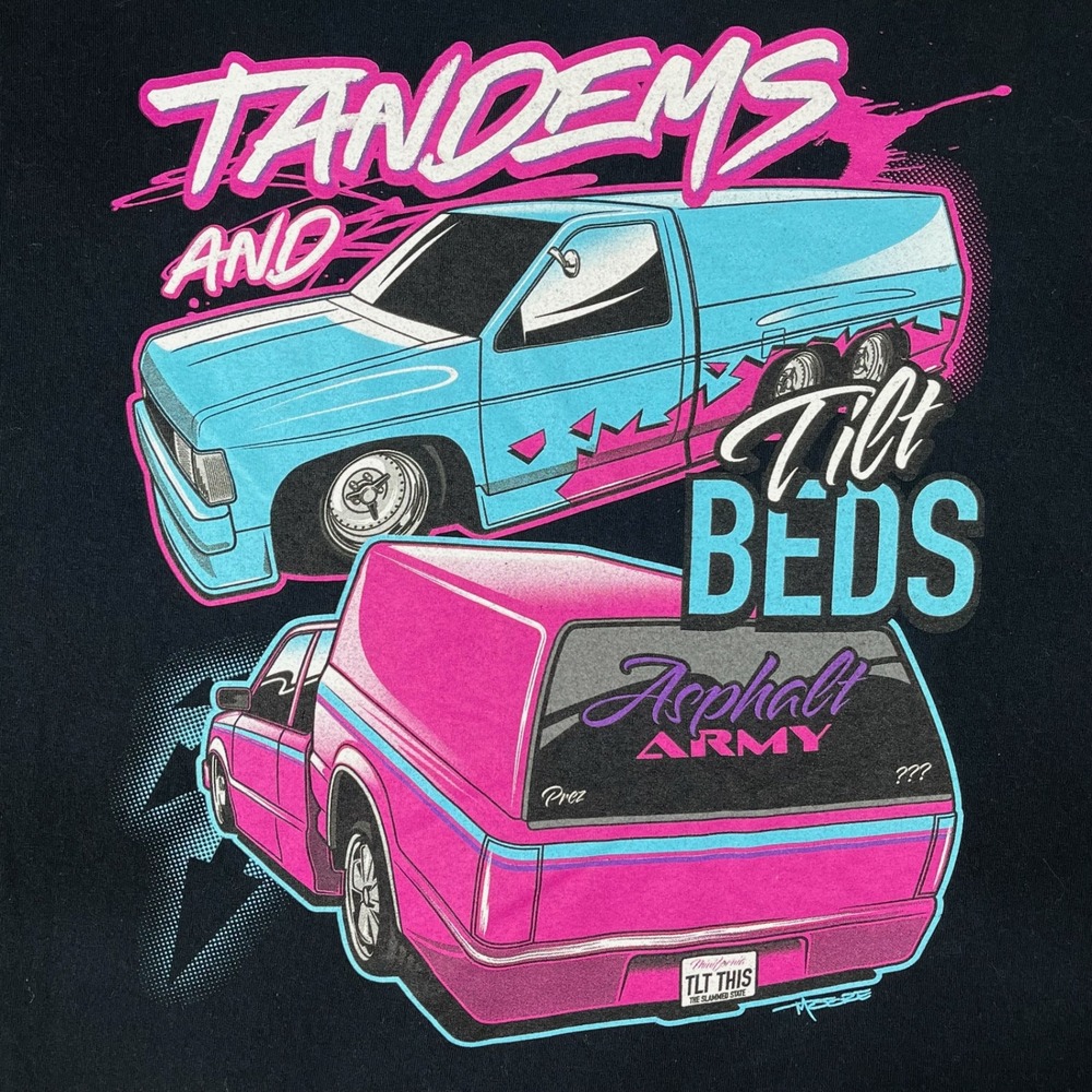 Asphalt Army T Shirt Tandems Tilt Beds Truck Car Graphic Black Tee